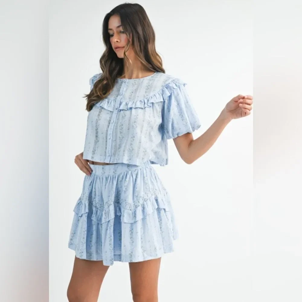 Light Blue Ruffled Two-Piece Set - Picture 6 of 16
